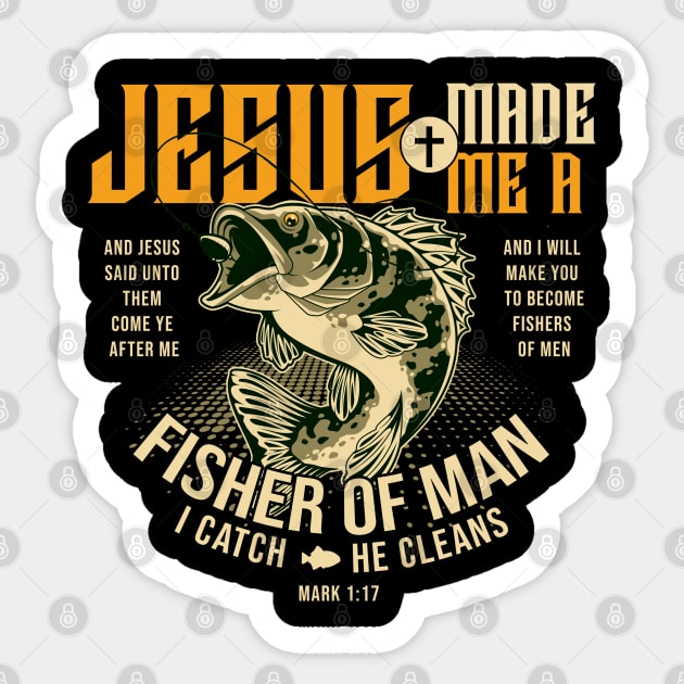 Fisher of Men Christian Shirt Sticker by Cholzar